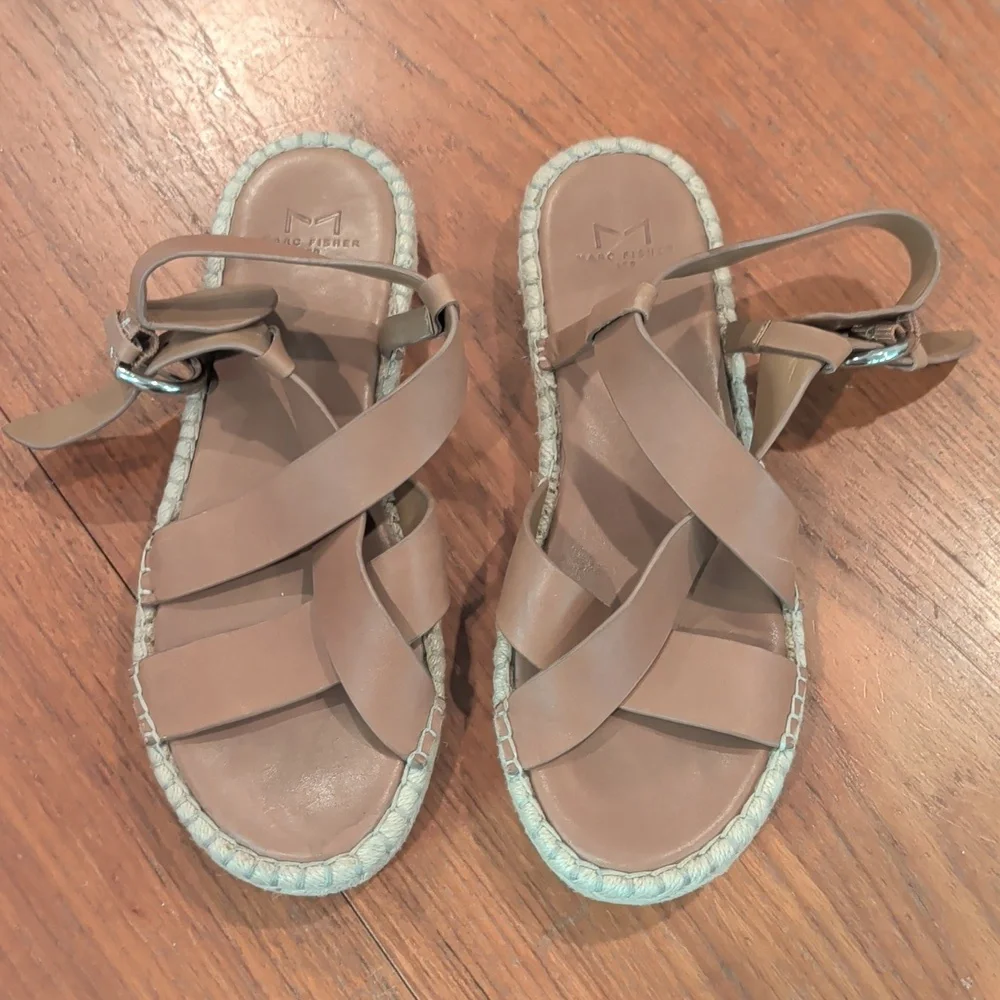 Marc Fisher Talia Brown Leather Sandals US 8